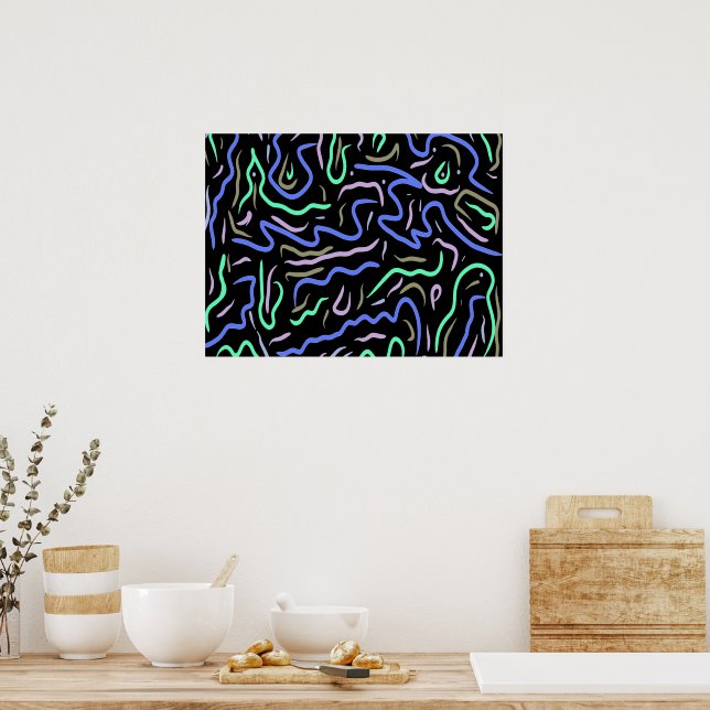 Funky Abstrakt Digital Art Poster (Küche)