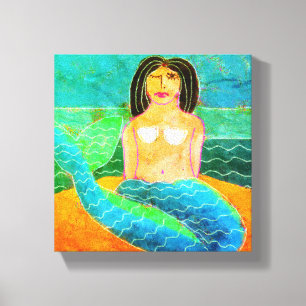 Funky Abstrakt Digital Mermaid Print Leinwanddruck