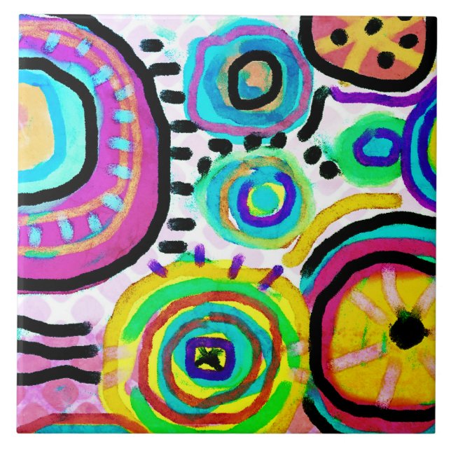 Funky Abstrakt Digital Painting Fliese (Vorderseite)