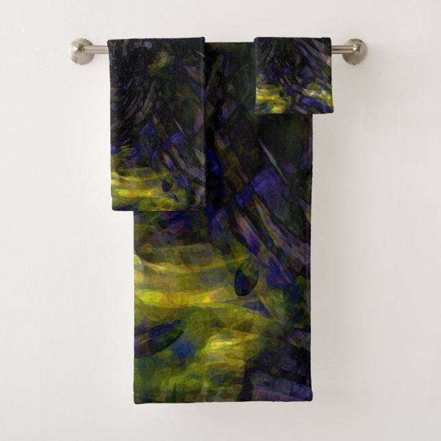 Funky Abstrakt Glass Art Colour Splash Modernes Gl Badhandtuch Set (Insitu)