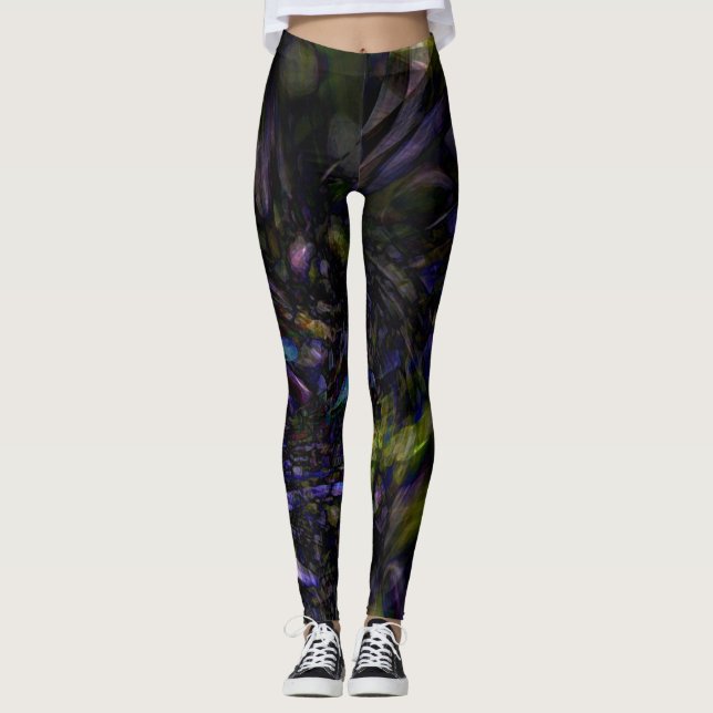 Funky Abstrakt Glass Art Colour Splash Modernes Gl Leggings (Vorderseite)