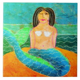 Funky Abstrakt Mermaid Painting Fliese
