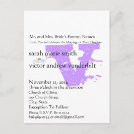 Funky Abstrakt Modern Monogram Lila Wedding Postkarte