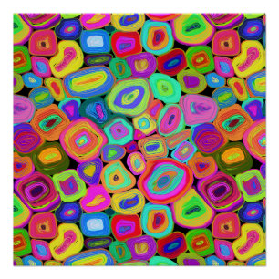 Funky Abstrakt Oil Painted Circles Poster