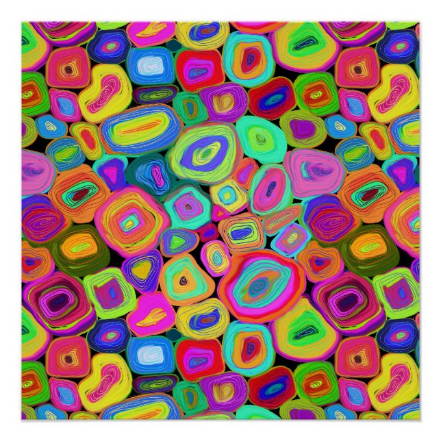 Funky Abstrakt Oil Painted Circles Poster (Vorderseite)