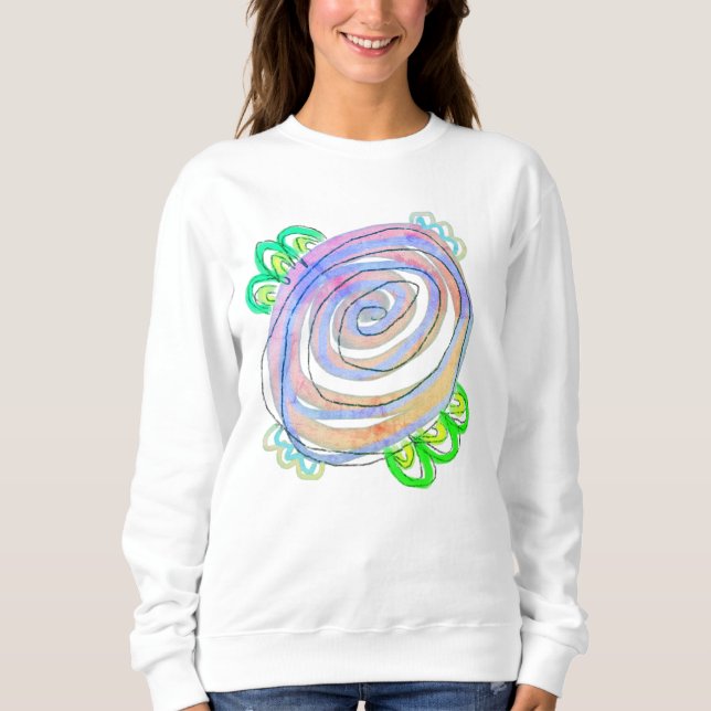 Funky Abstrakt Rose Wearable Art Sweatshirt (Vorderseite)