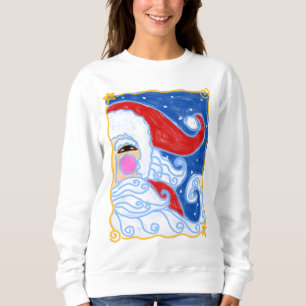 Funky Abstrakt Santa Christmas Art to Wear Sweatshirt