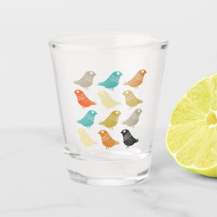 Funky Abstrakt Scandi Birds Mitte Jahrhundert Mode Schnapsglas