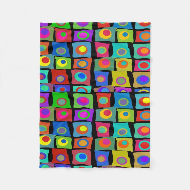 Funky Abstrakt Squares Fleece Blanket (Vorderseite)