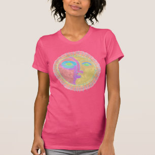 Funky Abstrakt Sun Face Wearable Art T-Shirt