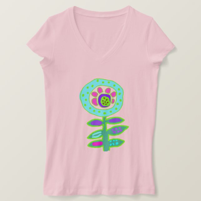 Funky Abstrakte Blume Kunst zu tragen T-Shirt (Design vorne)