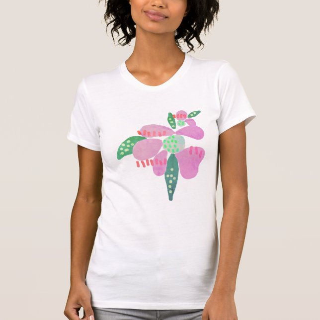 Funky Abstrakte Blume Kunst zu tragen T-Shirt (Vorderseite)