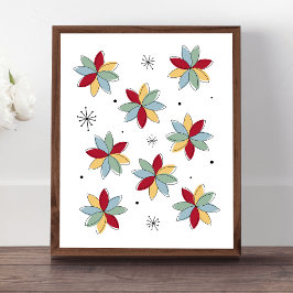 Funky Abstrakte Blume Mitte des Jahrhunderts Poster