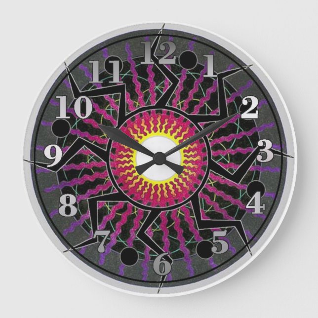 Funky Abstrakte Sun raays Wall Clock Große Wanduhr (Vorderseite)