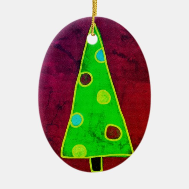 Funky Abstrakter Weihnachtsbaum Keramik Ornament (Vorne)