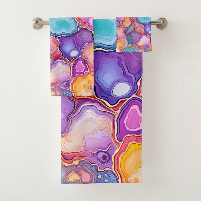 Funky Abstraktes, farbenfrohes Patternbad Badhandtuch Set (Insitu)