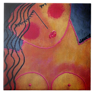 Funky Abstraktes Portrait einer Keramik Fliese