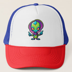Funky Alien Peace Sign Design Truckerkappe