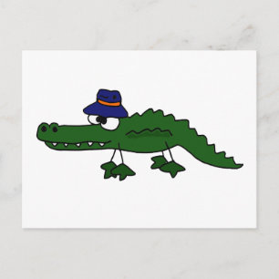 Funky Alligator Tragen von Cartoon Postkarte
