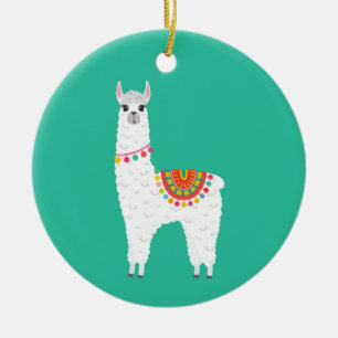 Funky Alpaca Lama Drama süße Tier Keramik Ornament