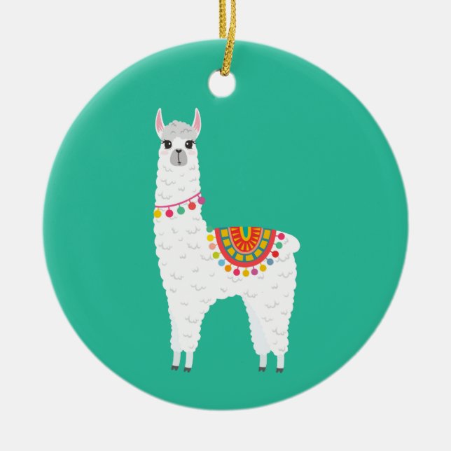 Funky Alpaca Lama Drama süße Tier Keramik Ornament (Vorne)