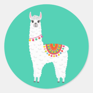 Funky Alpaca Lama Drama süße Tier Runder Aufkleber