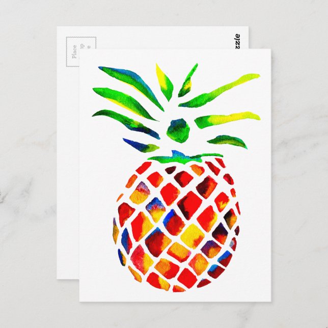 Funky-Ananas-Kunst Postkarte (Vorne/Hinten)