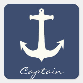 Funky Anchor Captain Sea Ocean Sailing Quadratischer Aufkleber