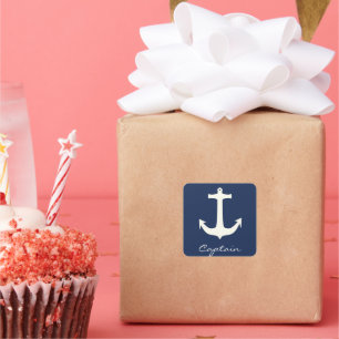 Funky Anchor Captain Sea Ocean Sailing Quadratischer Aufkleber