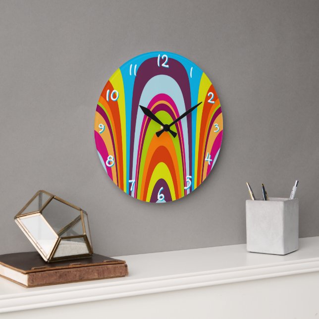 Funky Angesagte Retro Modernes Design Art Muster Große Wanduhr (Büro)
