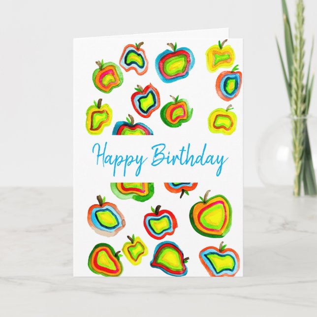 Funky Apfel Aquarellfrucht Design Karte (Vorderseite)