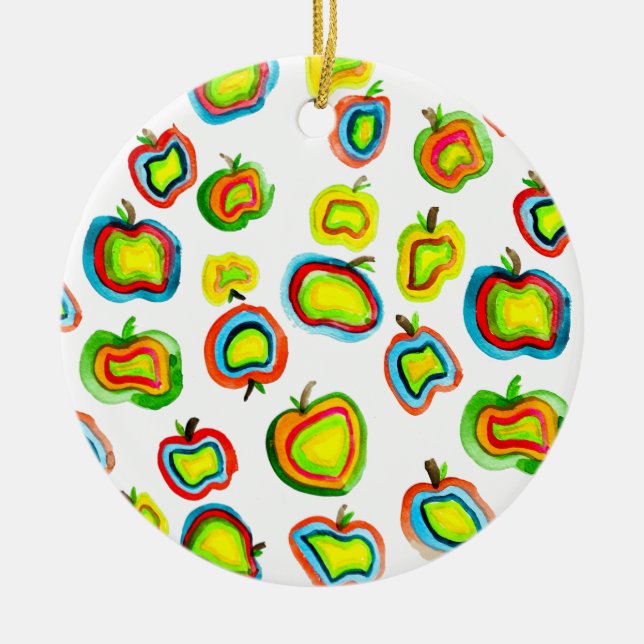 Funky Apfel Aquarellfrucht Design Keramik Ornament (Vorne)