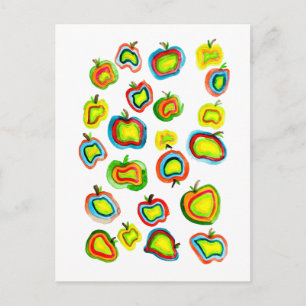Funky Apfel Aquarellfrucht Design Postkarte