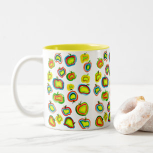 Funky Apfel Aquarellfrucht Design Zweifarbige Tasse