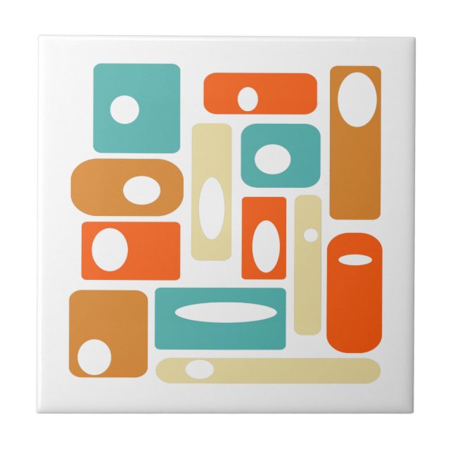 Funky Atomic Age Rechtecke Mid Century Modern Fliese (Vorderseite)