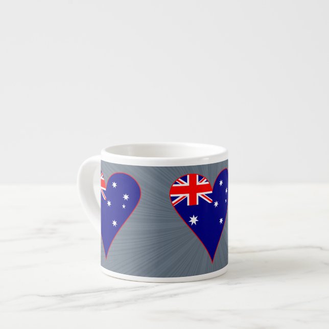 Funky Australia Heart Flag Red Border Grey Backgro Espressotasse (Vorderseite Links)