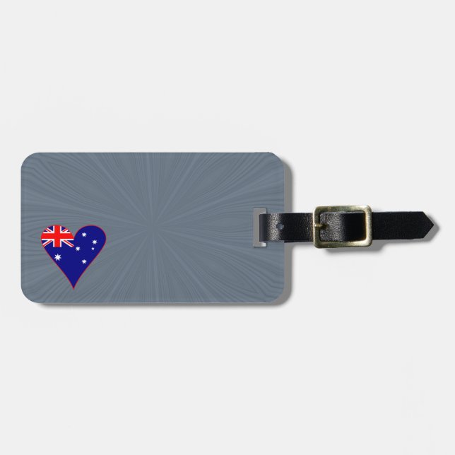 Funky Australia Heart Flag Red Border Grey Backgro Gepäckanhänger (Vorderseite horizontal)