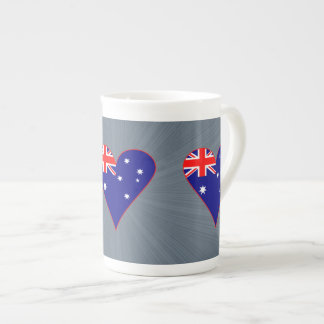Funky Australia Heart Flag Red Border Grey Backgro Prozellantasse