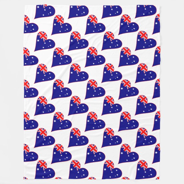 Funky Australia Herz Flag Red Border gefixt Fleecedecke (Vorderseite)