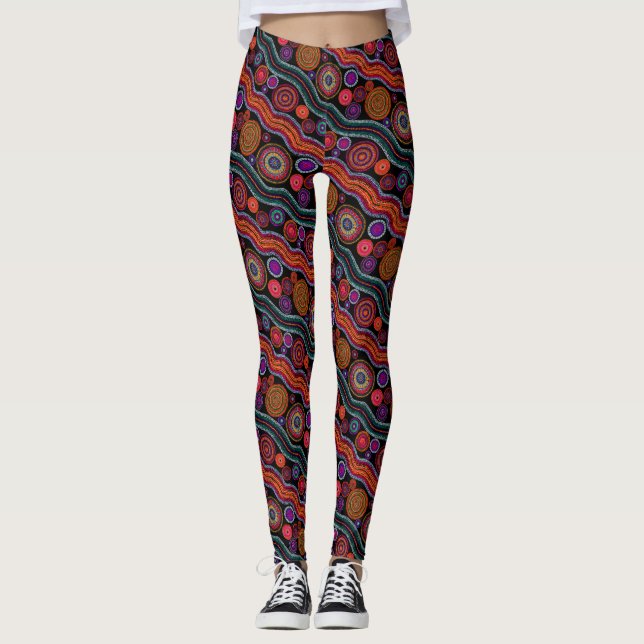 Funky australisches Dot Pattern Leggings (Vorderseite)