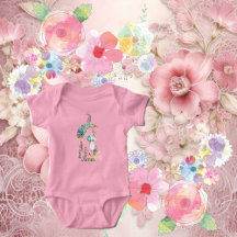 Funky Baby Mama Oster Bunny Floral Monogram Custom