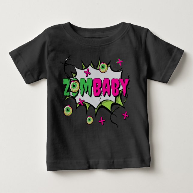 Funky Beängstigend Niedlich "ZomBaby" Zombie Pun Baby T-shirt (Vorderseite)