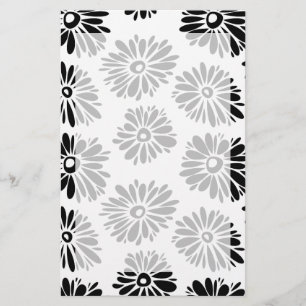 Funky Black and White Floral Briefpapier