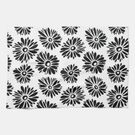 Funky Black and White Floral Geschirrtuch