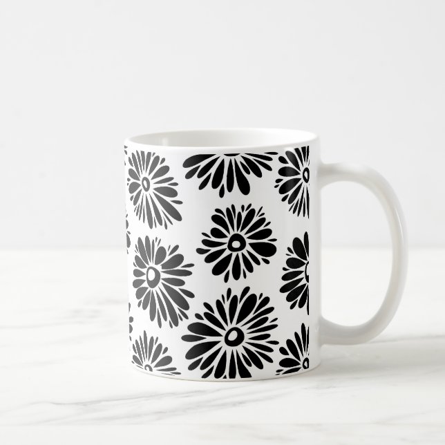 Funky Black and White Floral Kaffeetasse (Rechts)