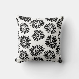 Funky Black and White Floral Kissen