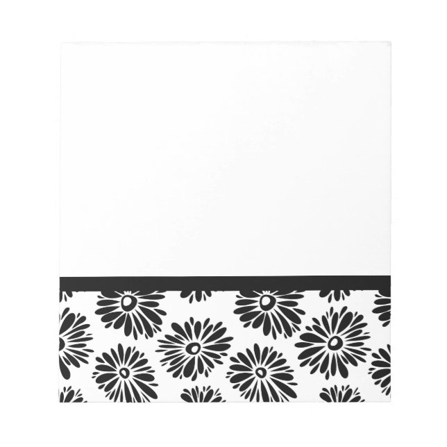 Funky Black and White Floral Notizblock (Vorderseite)