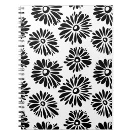 Funky Black and White Floral Notizblock