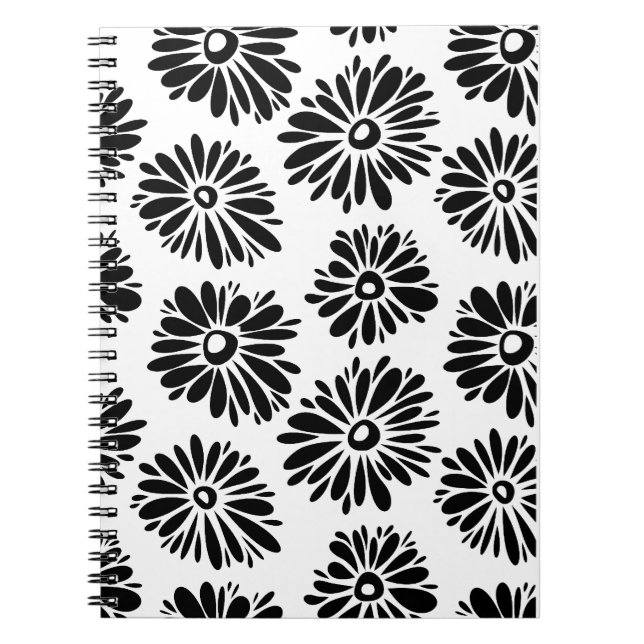Funky Black and White Floral Notizblock (Vorderseite)