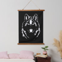 Funky Black and White Wolf Face Kopfskizze